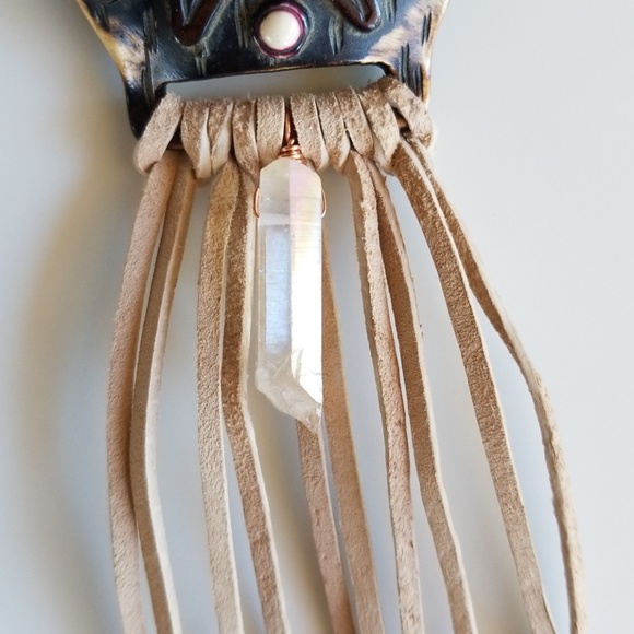 Lace, Leather & Coconut Shell Choker - Picture 4 of 8